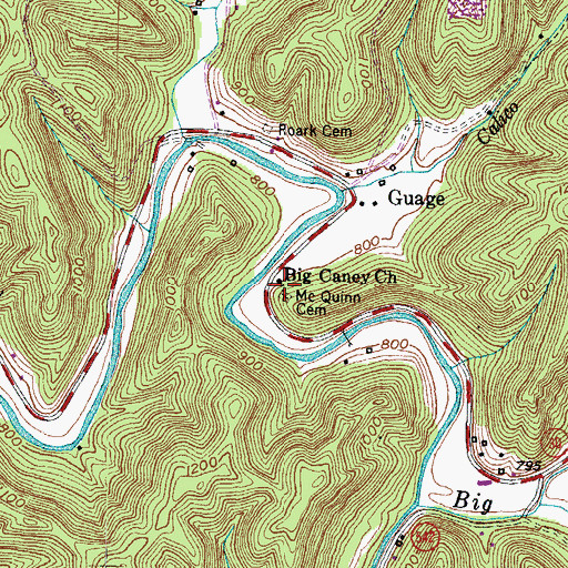 Topographic Map of Big Caney Church, KY