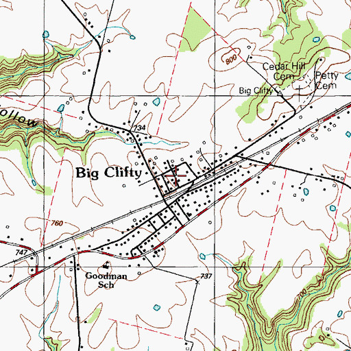 Topographic Map of Big Clifty, KY