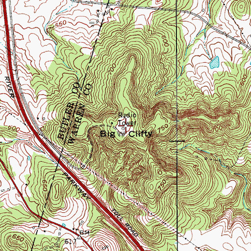 Topographic Map of Big Clifty, KY