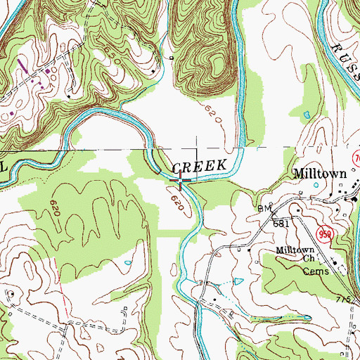 Topographic Map of Big Creek, KY