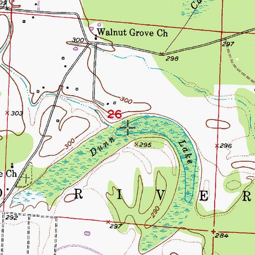 Topographic Map of Dunn Lake, AR