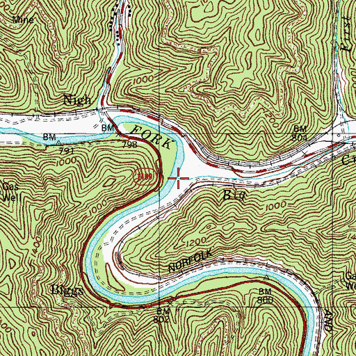 Topographic Map of Big Creek, KY