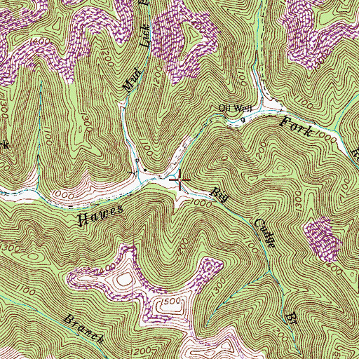 Topographic Map of Big Cudge Branch, KY