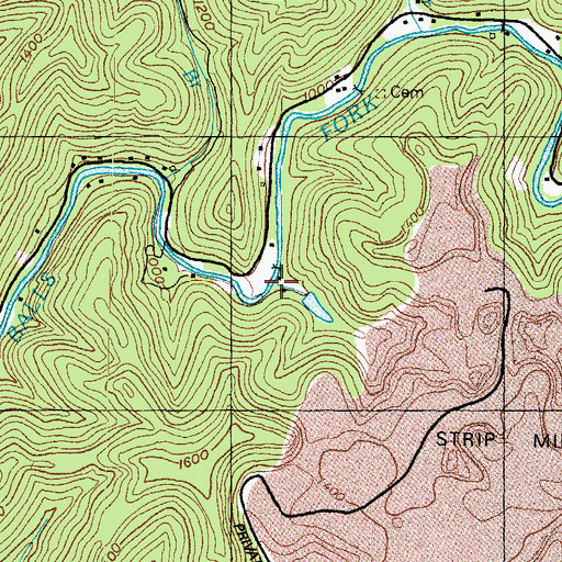 Topographic Map of Big Cutoff Branch, KY