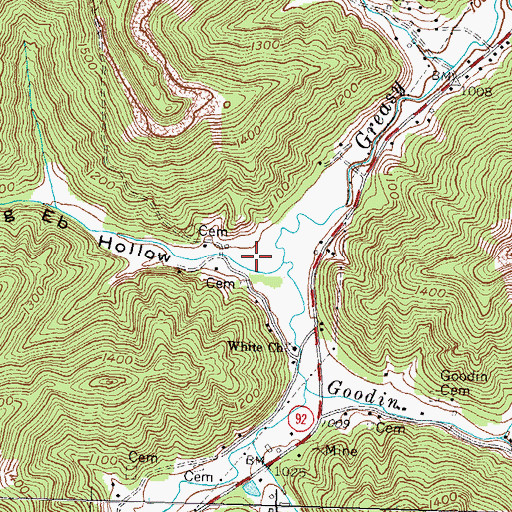 Topographic Map of Big Eb Hollow, KY