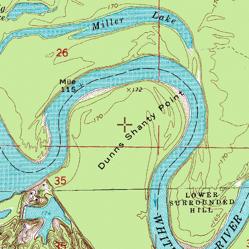 Topographic Map of Dunns Shanty Point, AR