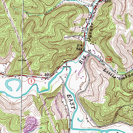 Topographic Map of Big Garner Creek, KY