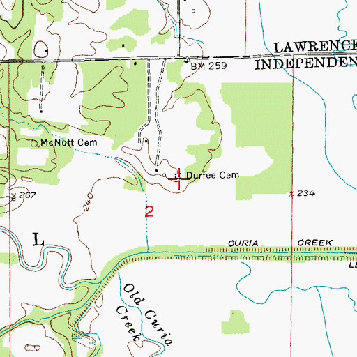 Topographic Map of Durfee Cemetery, AR