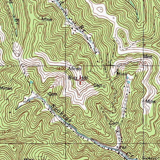 Topographic Map of Big Hill, KY