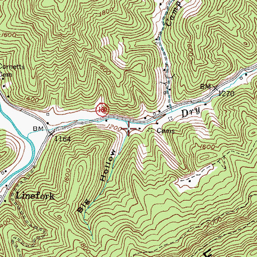 Topographic Map of Big Hollow, KY