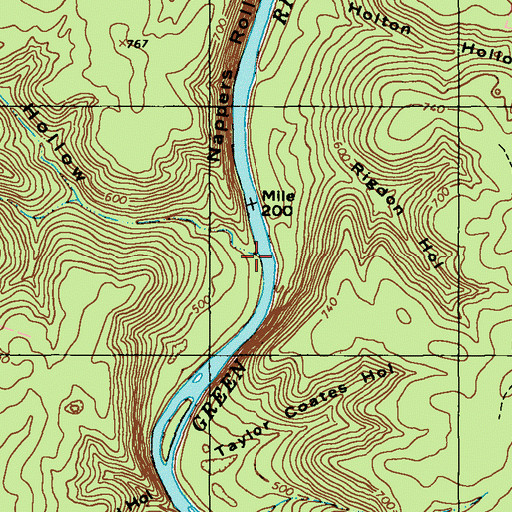 Topographic Map of Big Hollow, KY
