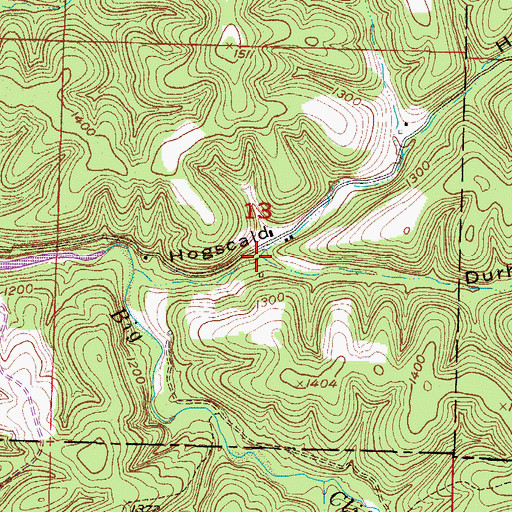 Topographic Map of Durham Mill Hollow, AR