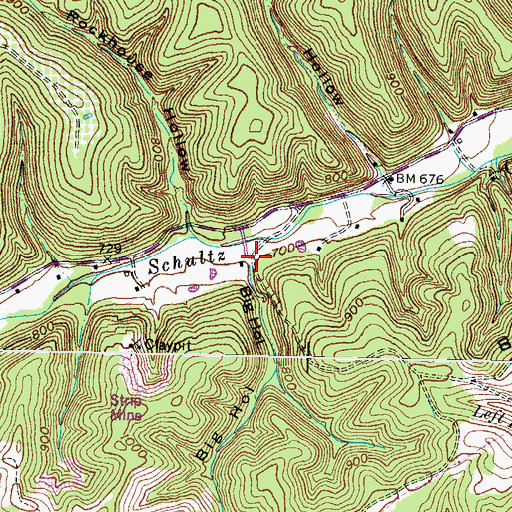Topographic Map of Big Hollow, KY