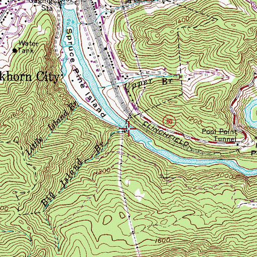 Topographic Map of Big Island Branch, KY