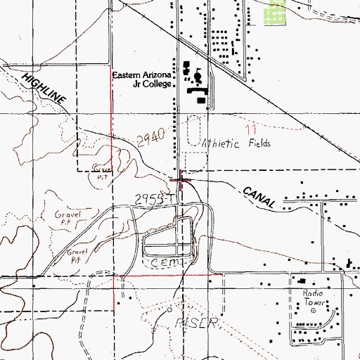 Topographic Map of Frye Creek, AZ