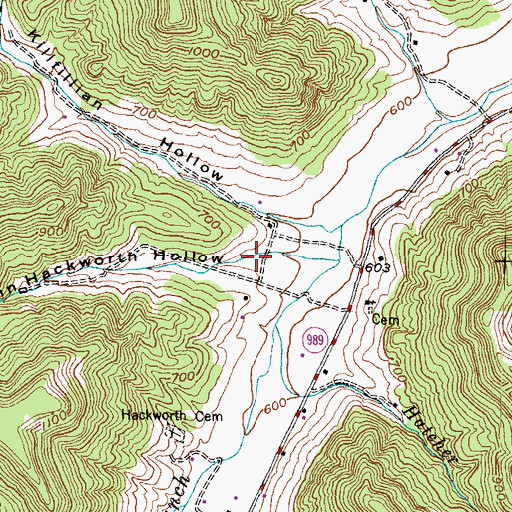 Topographic Map of Big John Hackworth Hollow, KY