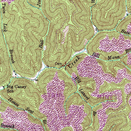 Topographic Map of Big Laurel Branch, KY