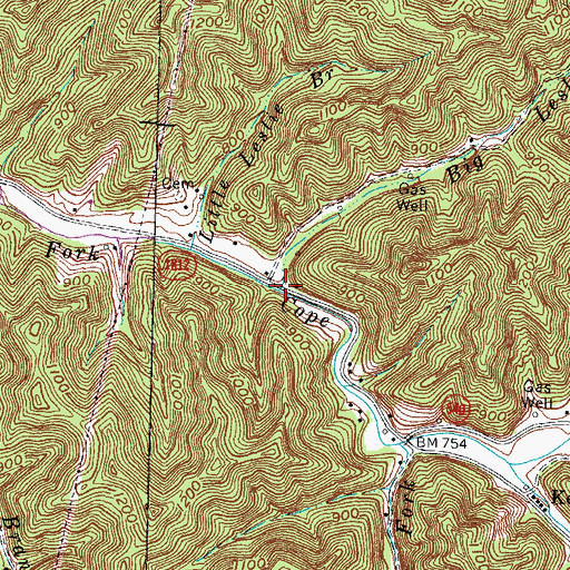Topographic Map of Big Leslie Branch, KY