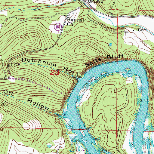 Topographic Map of Dutchman Hollow, AR
