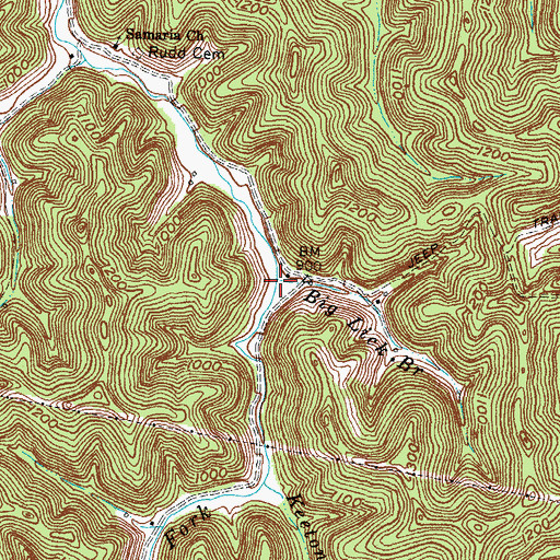 Topographic Map of Big Lick Branch, KY