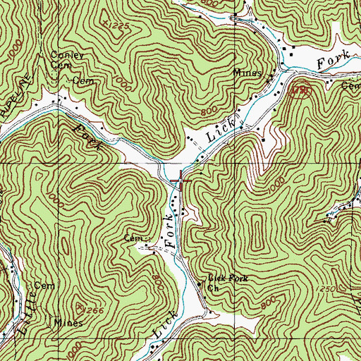 Topographic Map of Big Lick Fork, KY