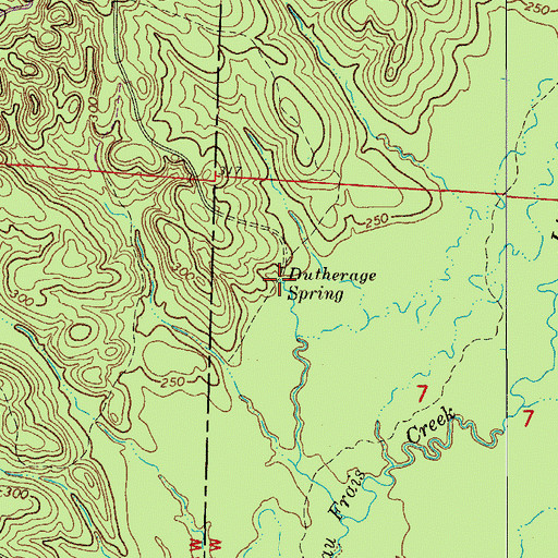 Topographic Map of Dutherage Spring, AR