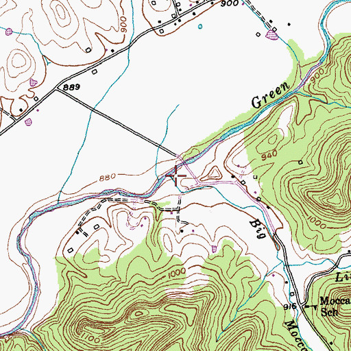 Topographic Map of Big Moccasin Creek, KY