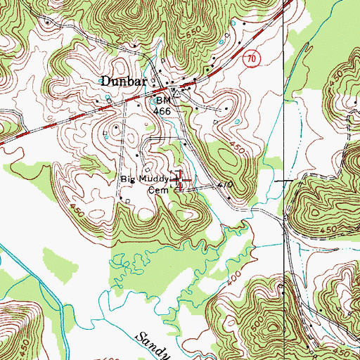 Topographic Map of Big Muddy Cemetery, KY
