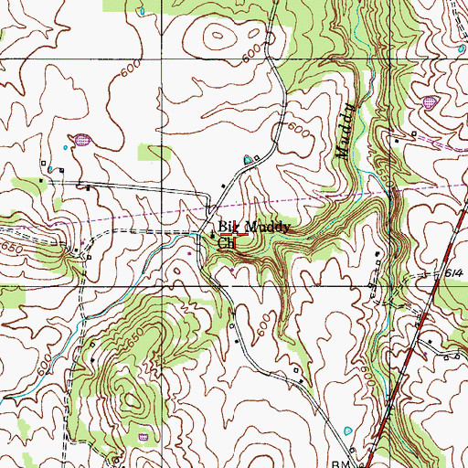 Topographic Map of Big Muddy Church, KY