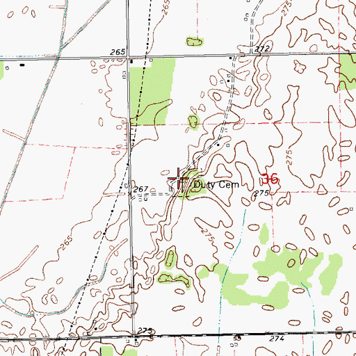 Topographic Map of Duty Cemetery, AR