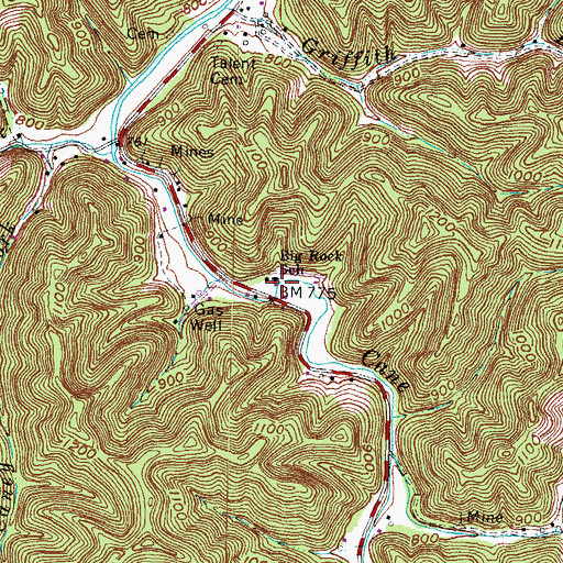 Topographic Map of Big Rock School, KY