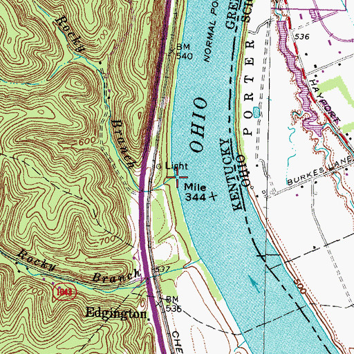 Topographic Map of Big Rocky Branch, KY