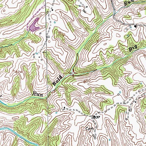 Topographic Map of Big Run, KY
