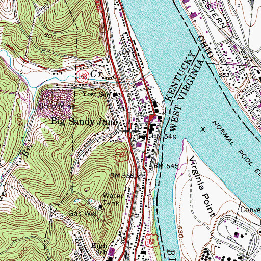 Topographic Map of Big Sandy Junction, KY