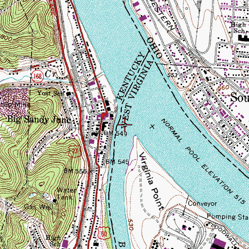 Topographic Map of Big Sandy River, KY