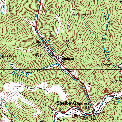 Topographic Map of Big Shelby Branch, KY