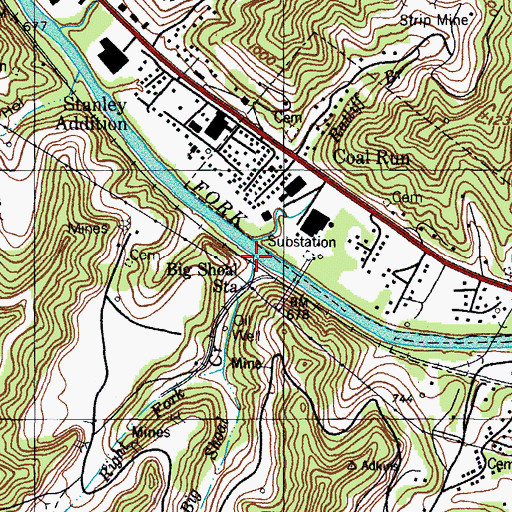 Topographic Map of Big Shoal Creek, KY