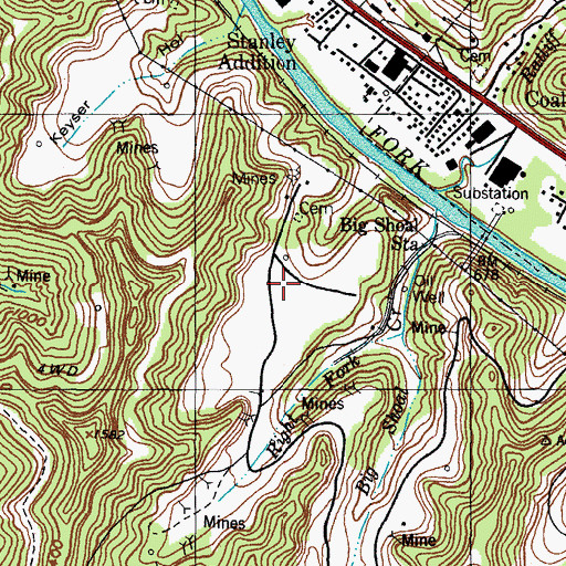 Topographic Map of Big Shoal School, KY