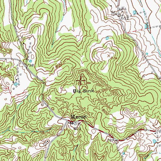 Topographic Map of Big Sink, KY