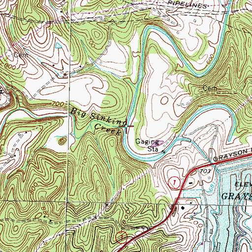 Topographic Map of Big Sinking Creek, KY