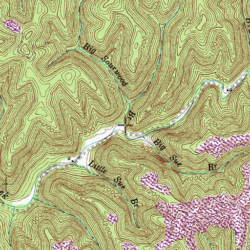 Topographic Map of Big Sourwood Branch, KY