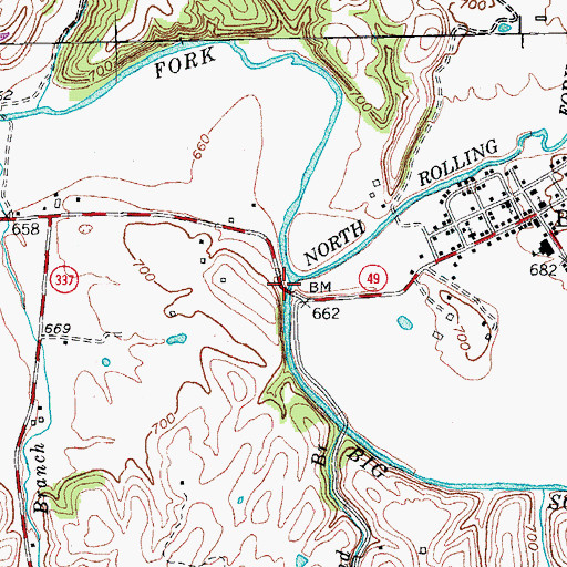 Topographic Map of Big South Fork, KY