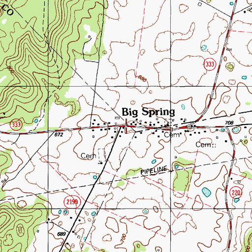 Topographic Map of Big Spring, KY