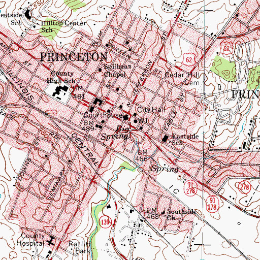 Topographic Map of Big Spring, KY