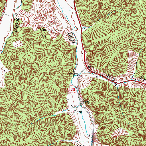 Topographic Map of Big Spring Branch, KY
