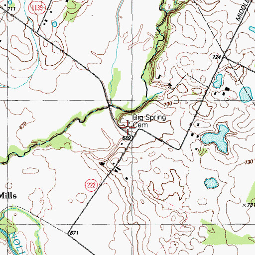 Topographic Map of Big Spring Cemetery, KY