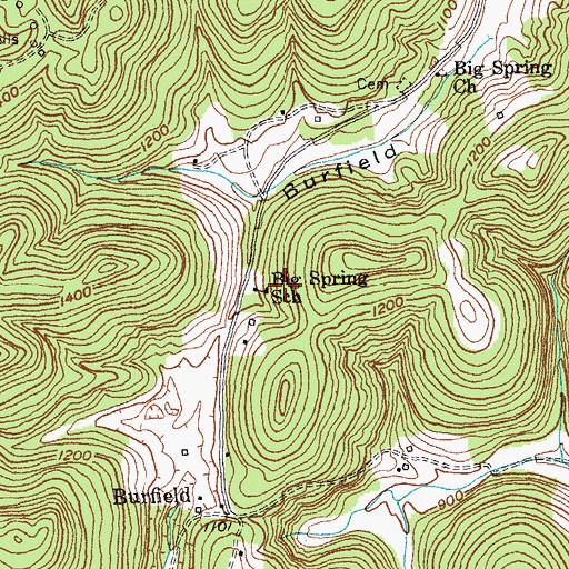 Topographic Map of Big Spring School, KY