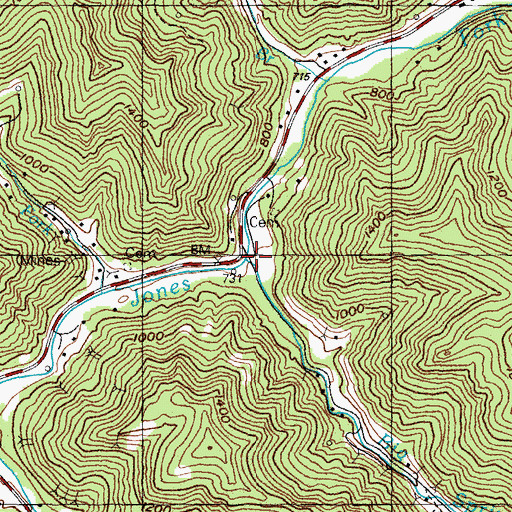 Topographic Map of Big Springs Branch, KY