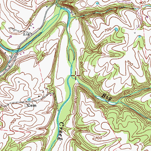 Topographic Map of Big Springs Branch, KY