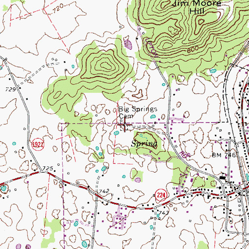 Topographic Map of Big Springs Cemetery, KY